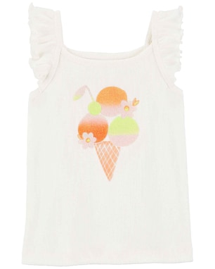 Bata infantil canelada com babados sorvetes off-white | Carter's