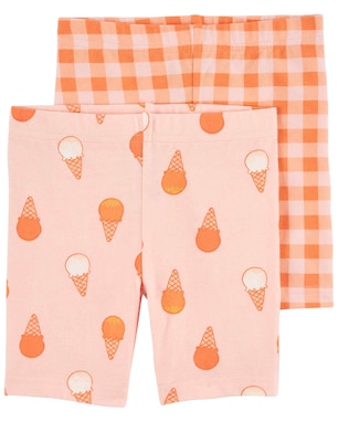 Kit bermuda infantil 2 peças cós de elástico xadrez sorvetes multicor | Carter's