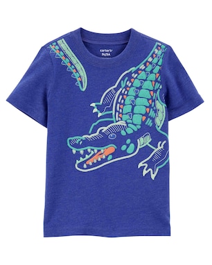 Camiseta infantil manga curta de jacaré azul | Carter's