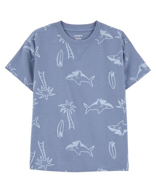 Camiseta infantil manga curta de tubarões azul | Carter's