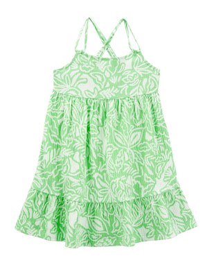 Vestido infantil folhagens texturizado verde | Carter's