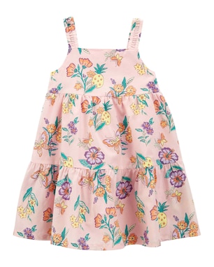 Vestido infantil evasê marias floral e borboletas rosa | Carter's