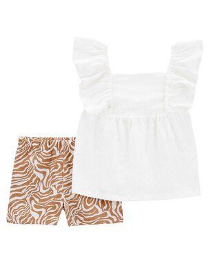 Conjunto curto infantil 2 peças em laise com babados multicor | Carter's