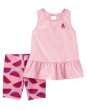 Conjunto curto infantil 2 peças melancia e listras rosa | Carter's