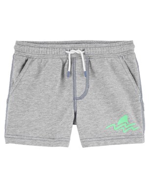 Short de moletom infantil cós de elástico tubarão cinza | Carter's
