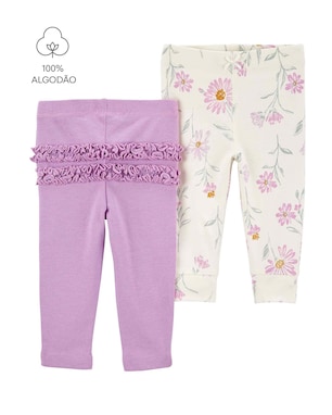 Kit calça bebê 2 peças floral babados multicor | Carter's