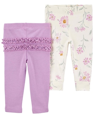 Kit calça bebê 2 peças floral babados multicor | Carter's