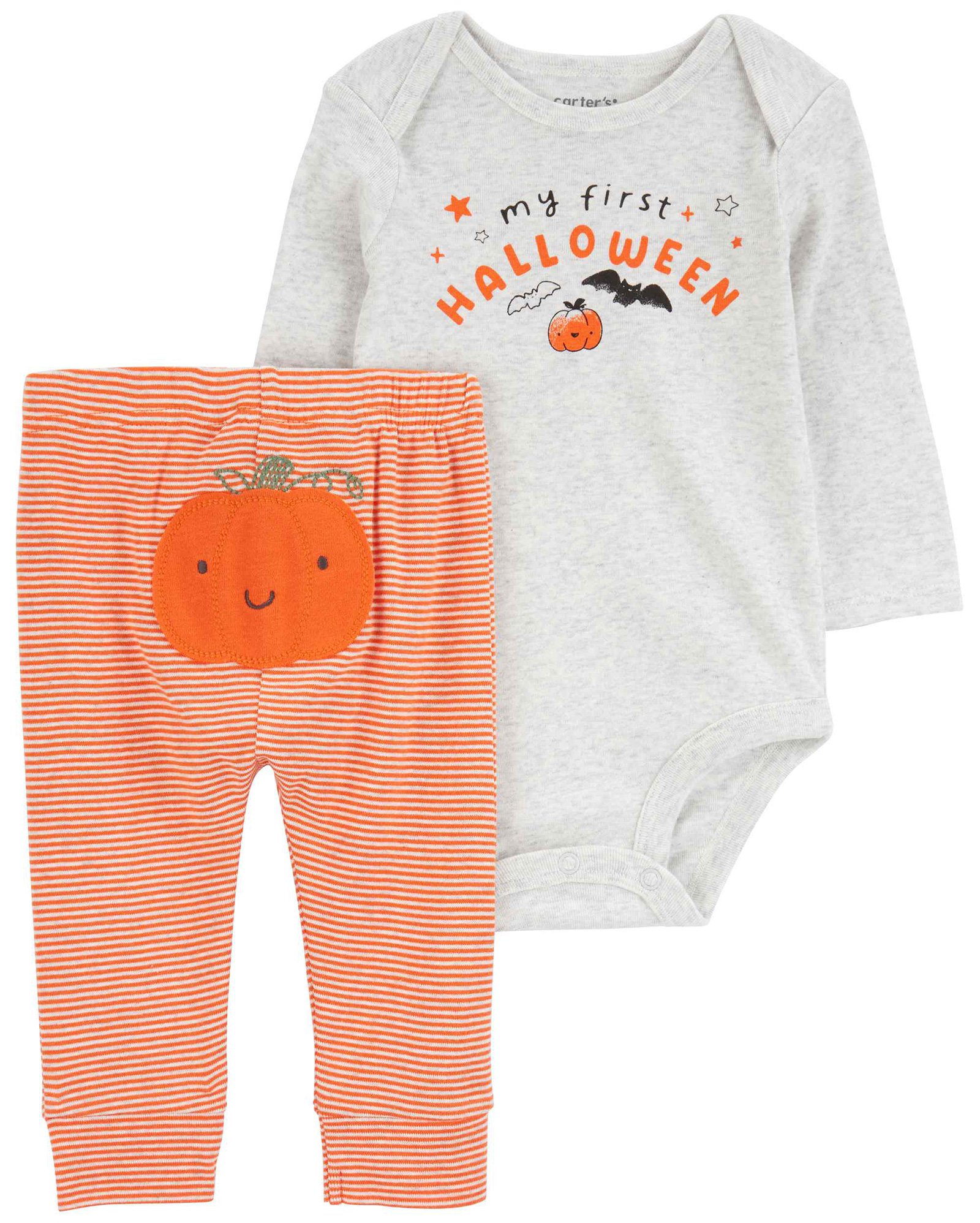 Conjunto longo bebê 2 peças Halloween listrado multicor | Carter's