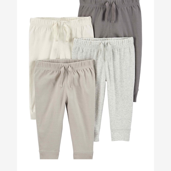 Kit calça bebê 4 peças cós elástico lisas com amarração multicor | Carter's