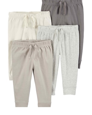 Kit calça bebê 4 peças cós elástico lisas com amarração multicor | Carter's