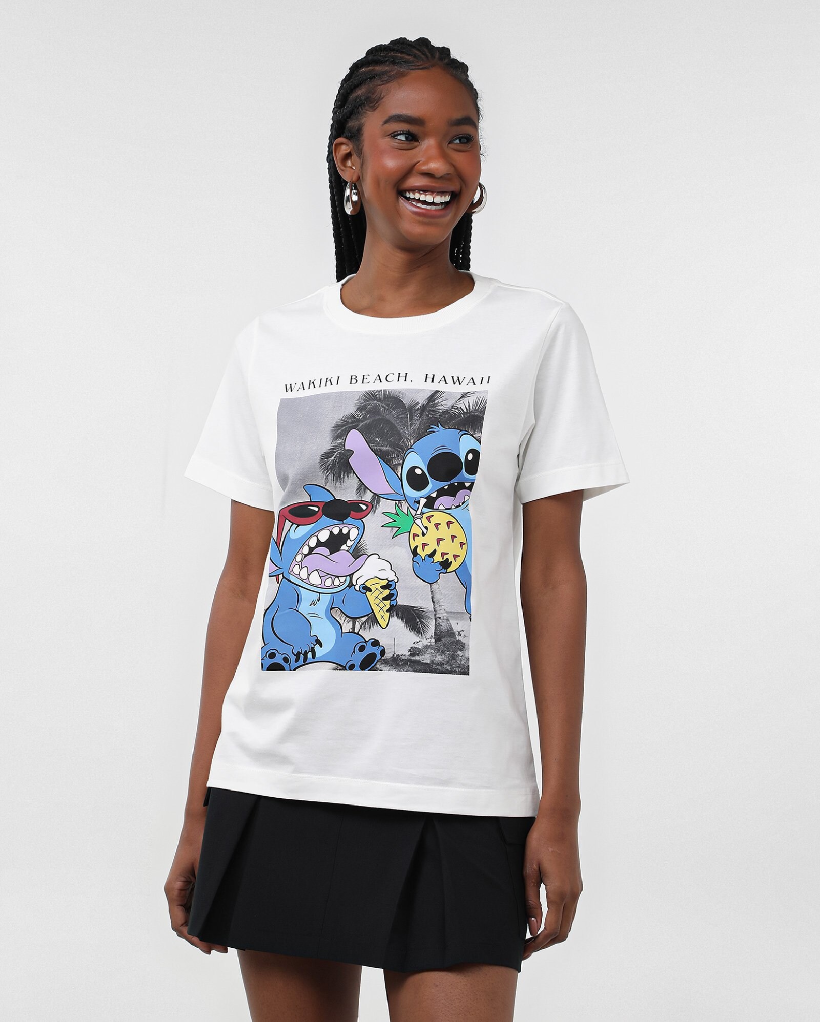 Riachuelo | Camiseta feminina manga curta Stitch beach branca | Disney