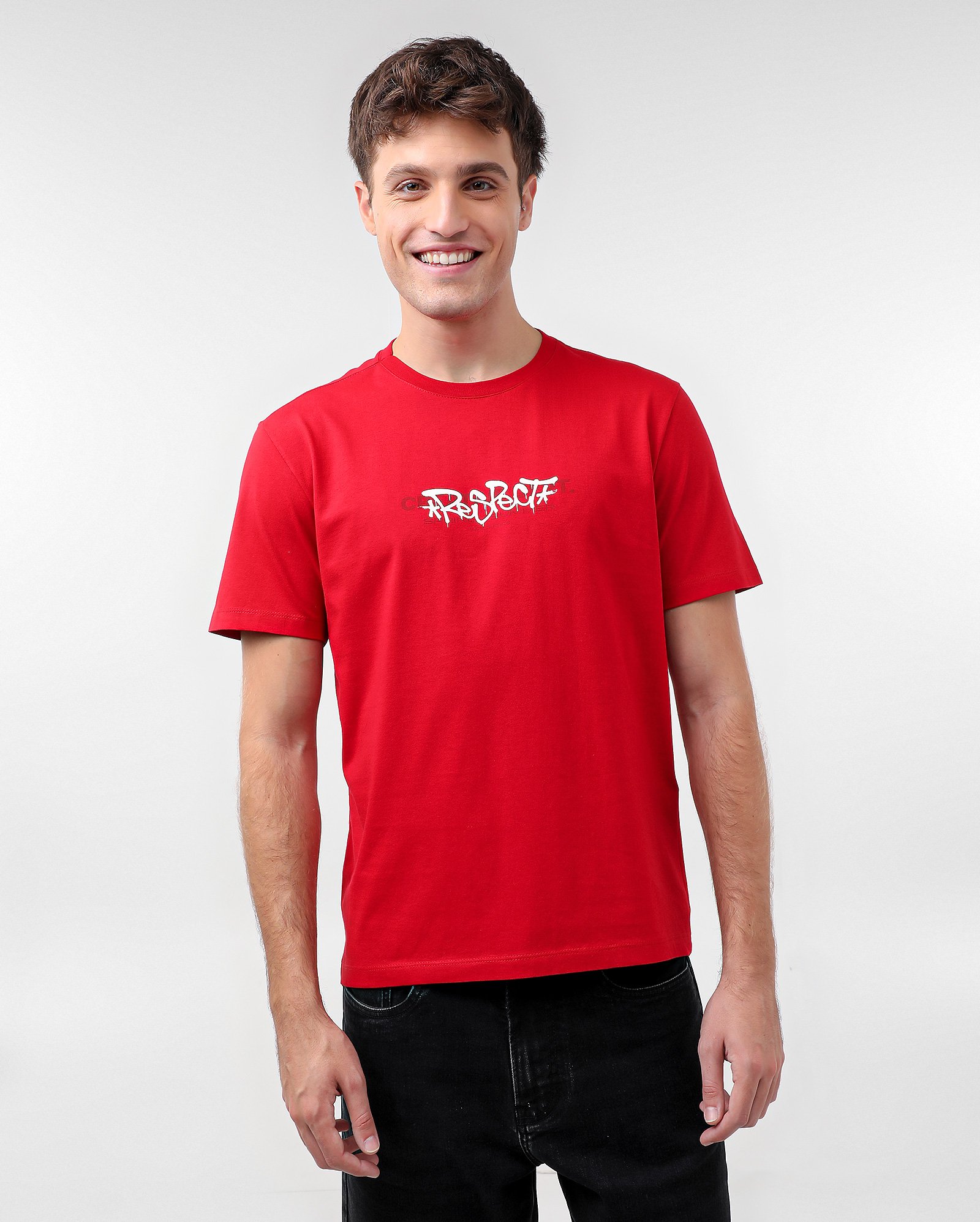 Camiseta masculina regular manga curta respect vermelha | Pool