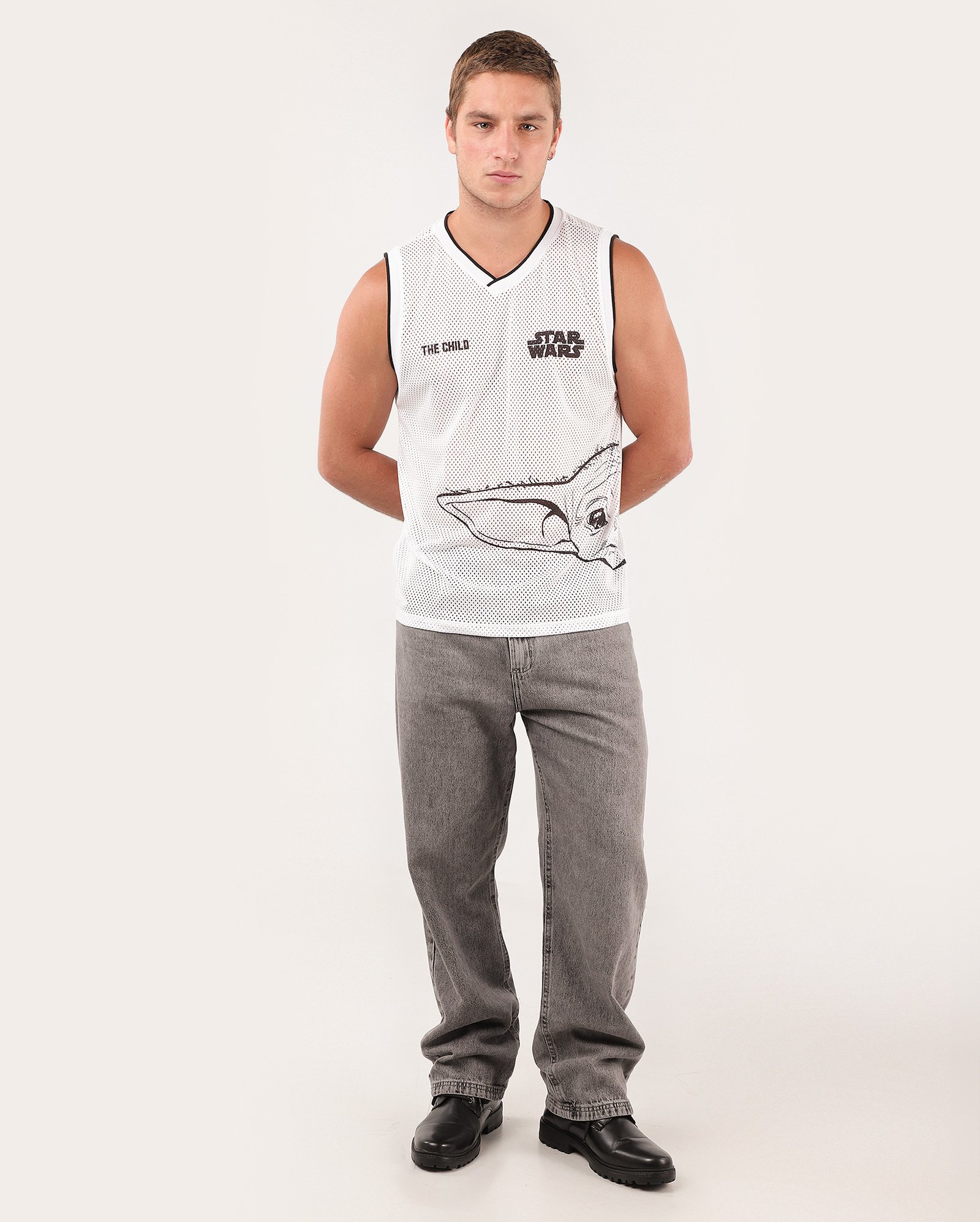 Regata masculina com perfuros The Child branca | Star Wars