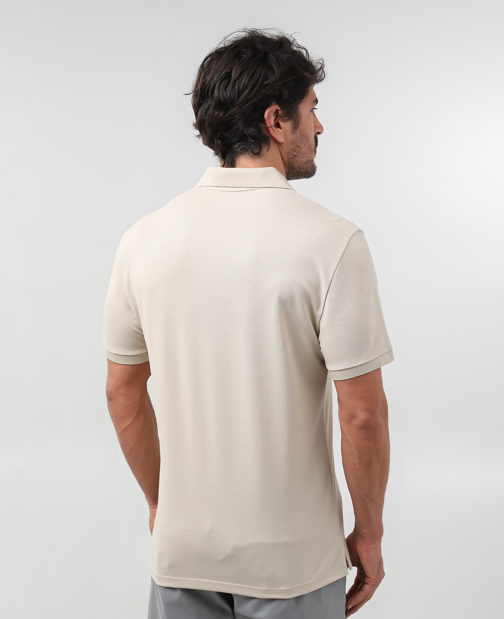 Camisa polo masculina slim algodão peruano - Bege