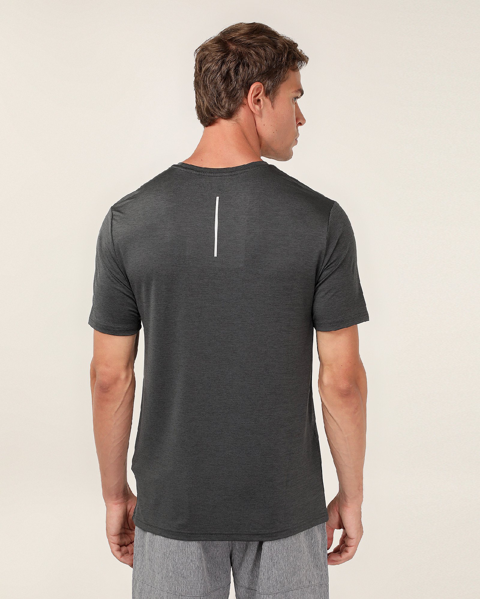 Camiseta masculina de corrida mescla manga curta - Cinza Escuro | Body Work