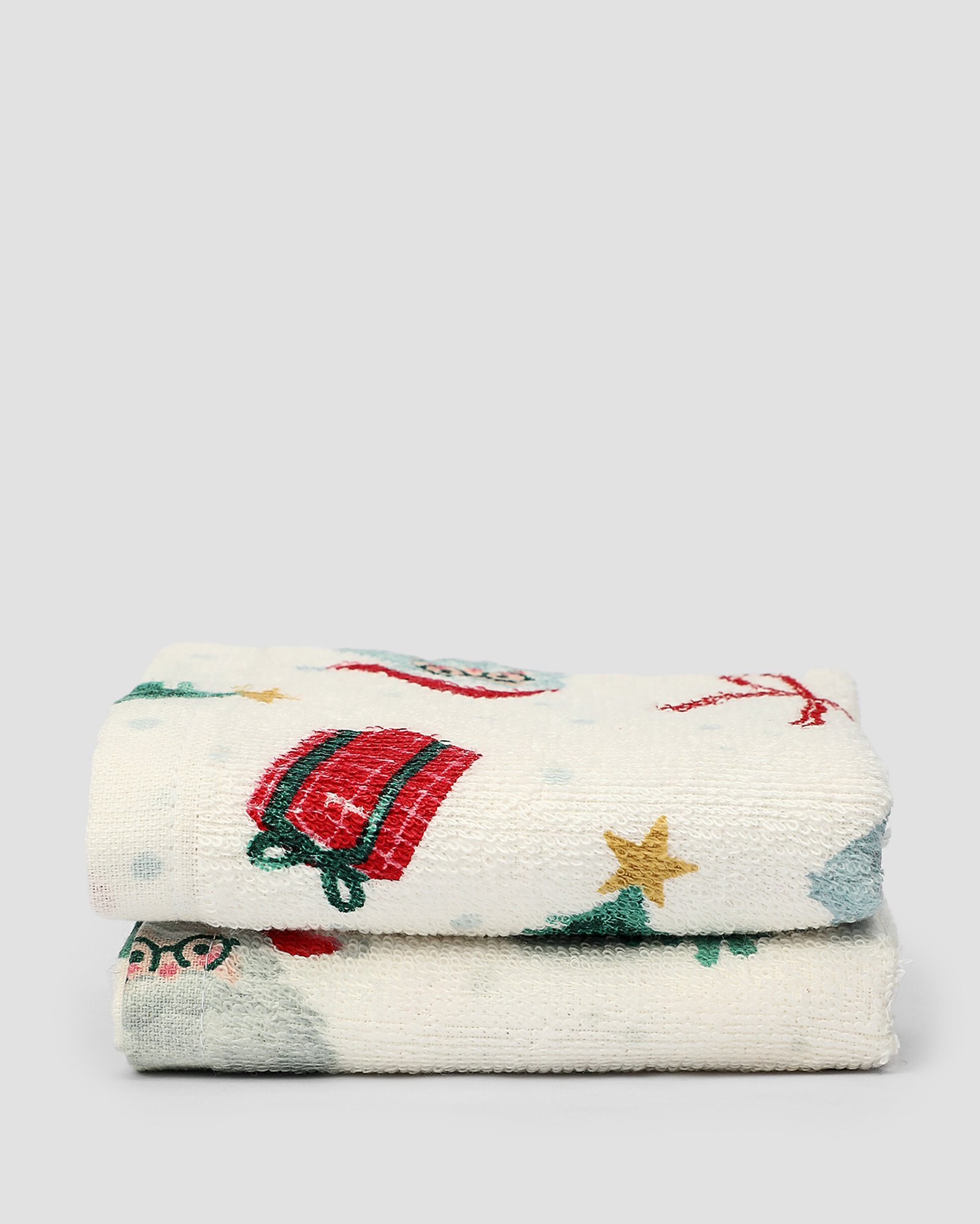 Kit toalha de lavabo 2 peças Papai Noel bege | Dohler