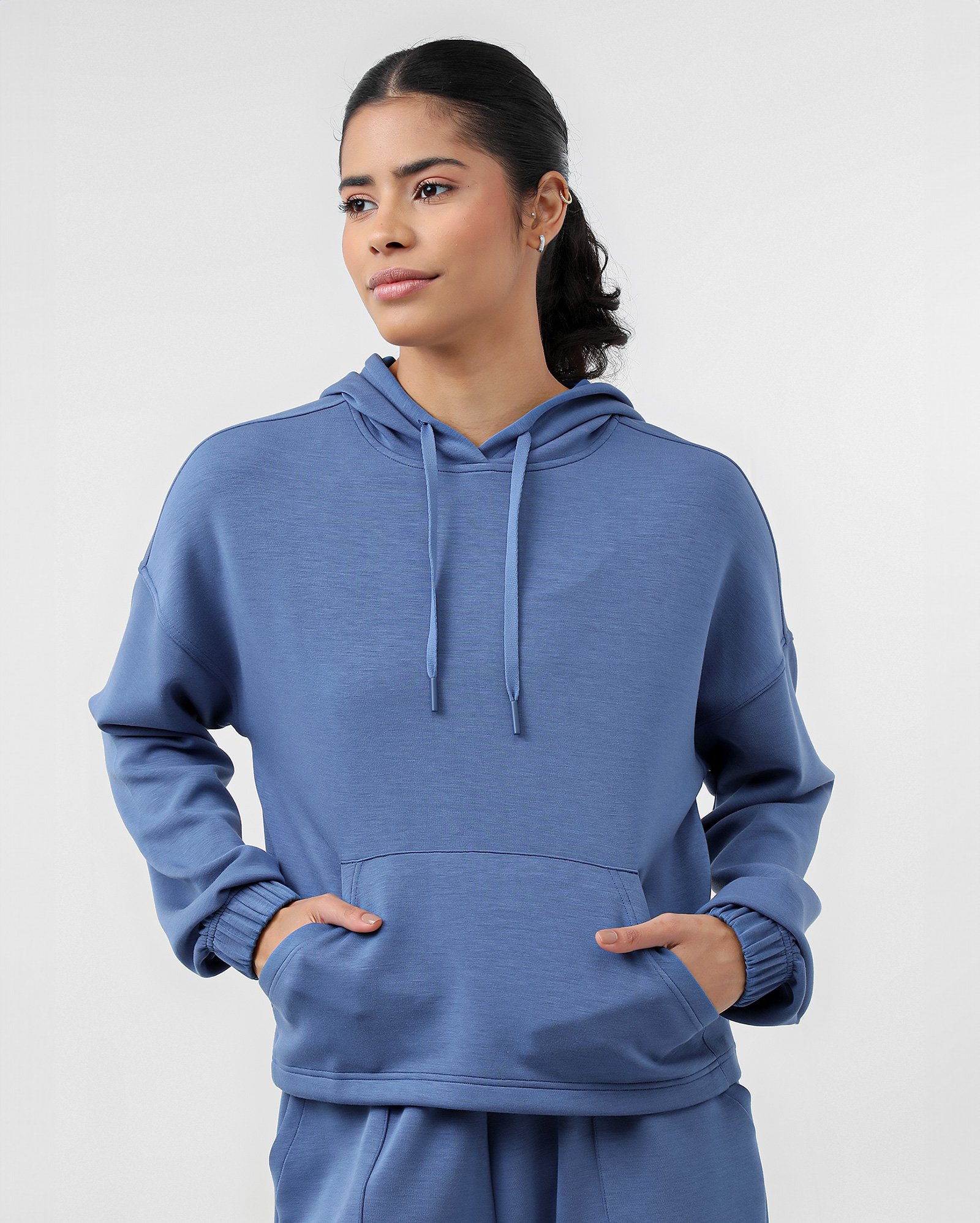 Blusa esportiva feminina Soft Scuba fechada - Azul | BodyWork by Riachuelo