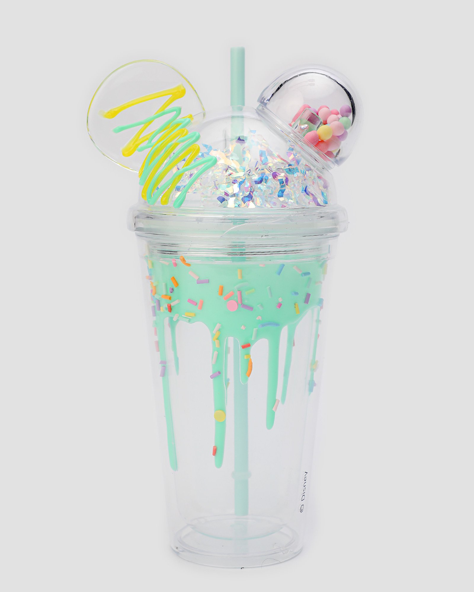 Copo plástico com canudo Mickey confete 500ml multicor | Disney