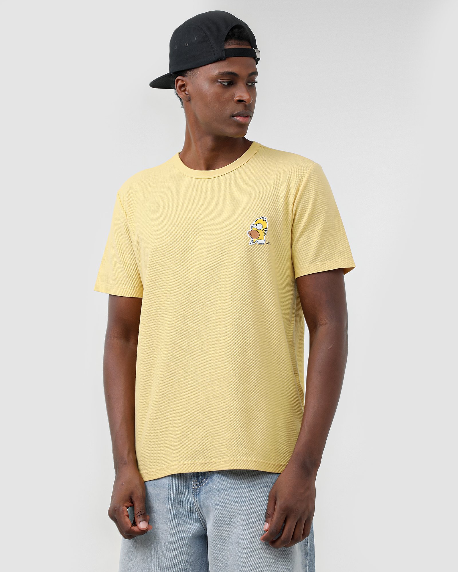 Camiseta masculina Homer texturizada amarela | Fox The Simpsons