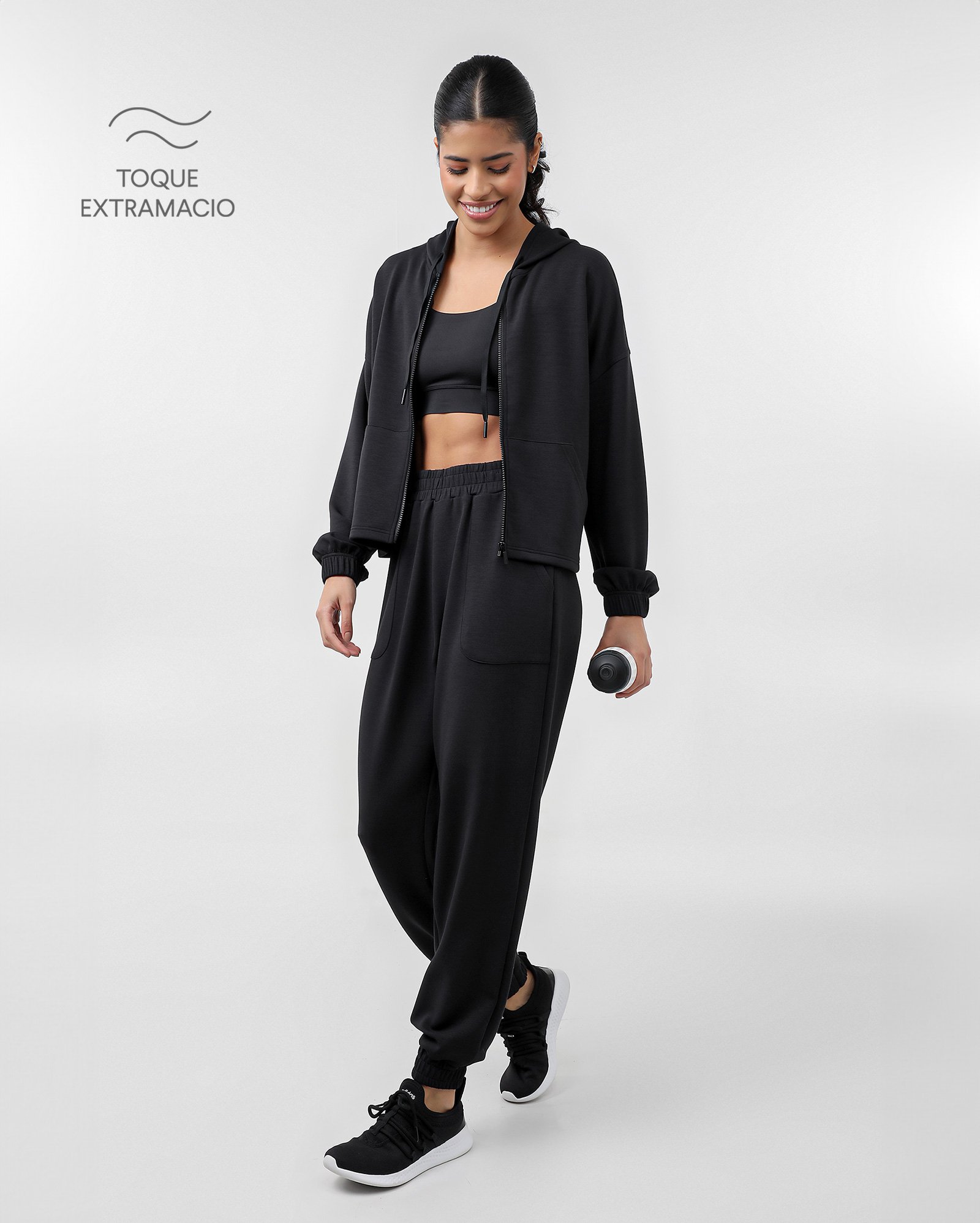 Calça esportiva feminina jogger soft scuba - Preto | Body Work