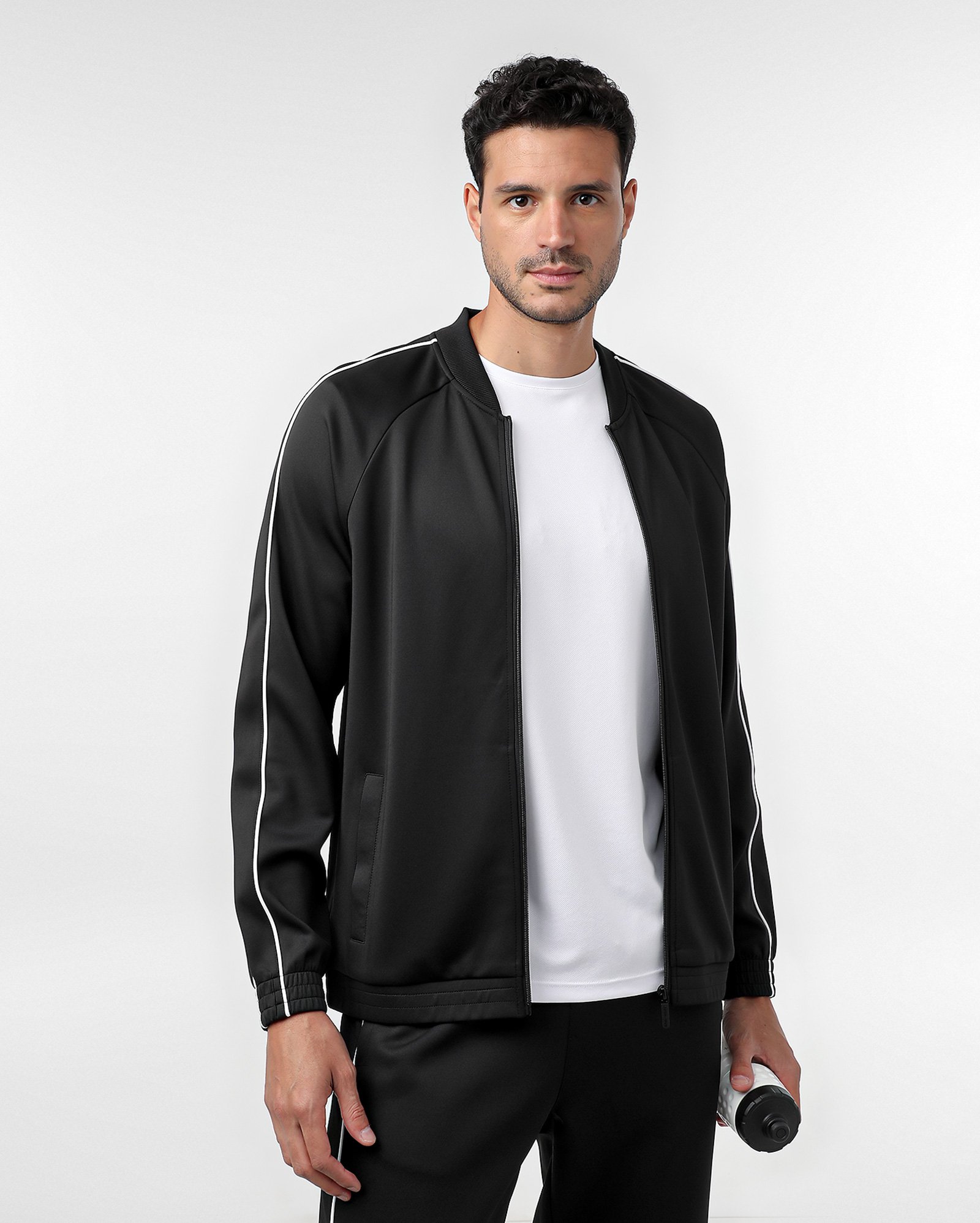 Jaqueta esportiva masculina com viés - Preto | BodyWork by Riachuelo