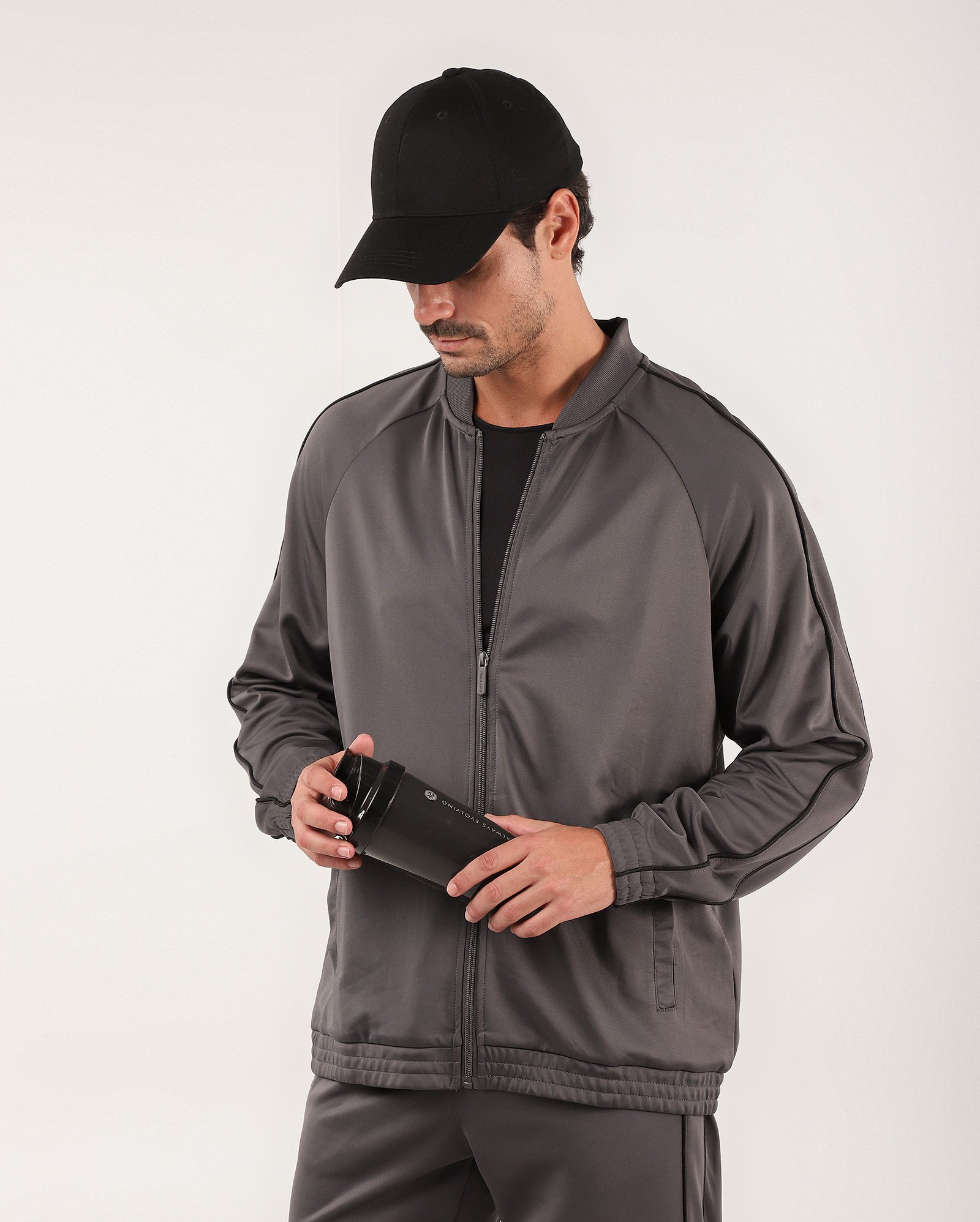Jaqueta esportiva masculina com viés - Cinza | BodyWork by Riachuelo
