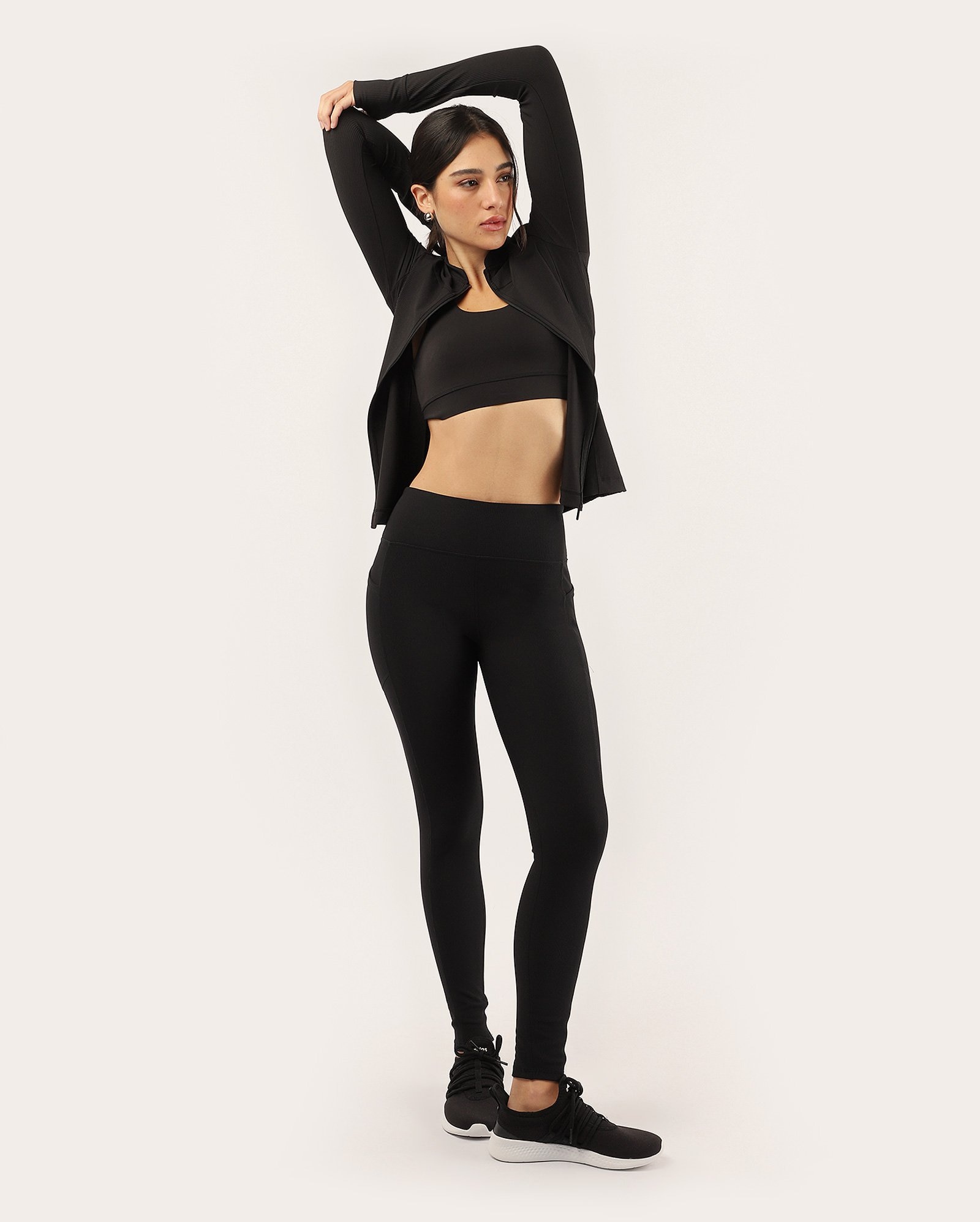 Calça legging esportiva power rib bolso funcional - Preto | Body Work
