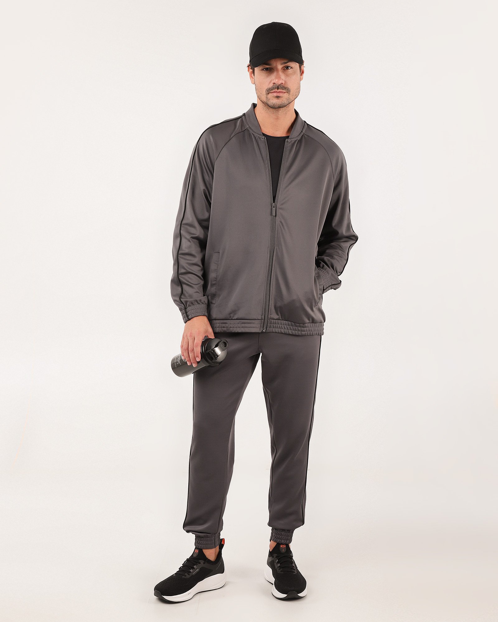 Calça esportiva masculina jogger com viés - Cinza | BodyWork by Riachuelo