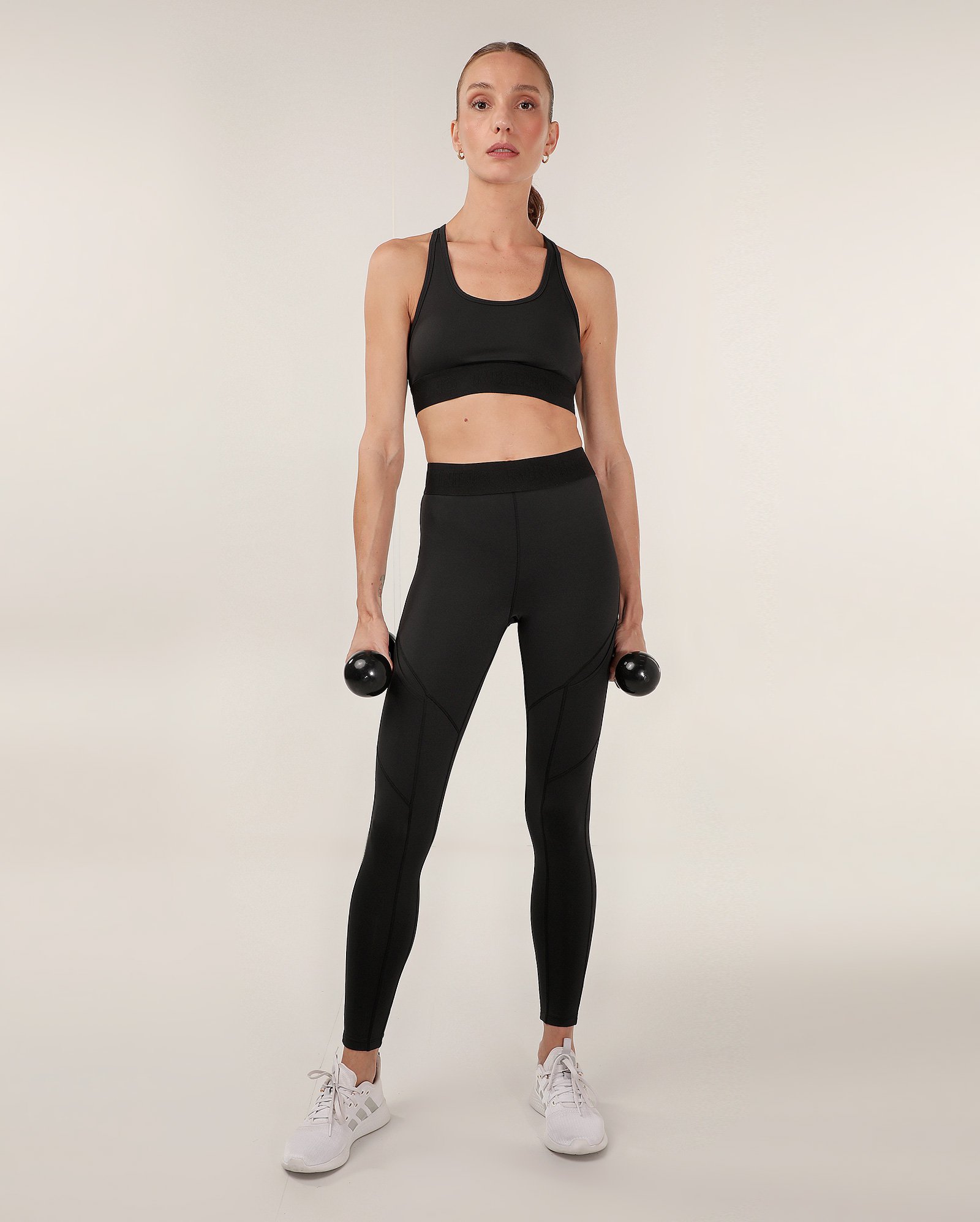 Calça legging esportiva em poliamida com bolso alta pressão - Preto | Body Work