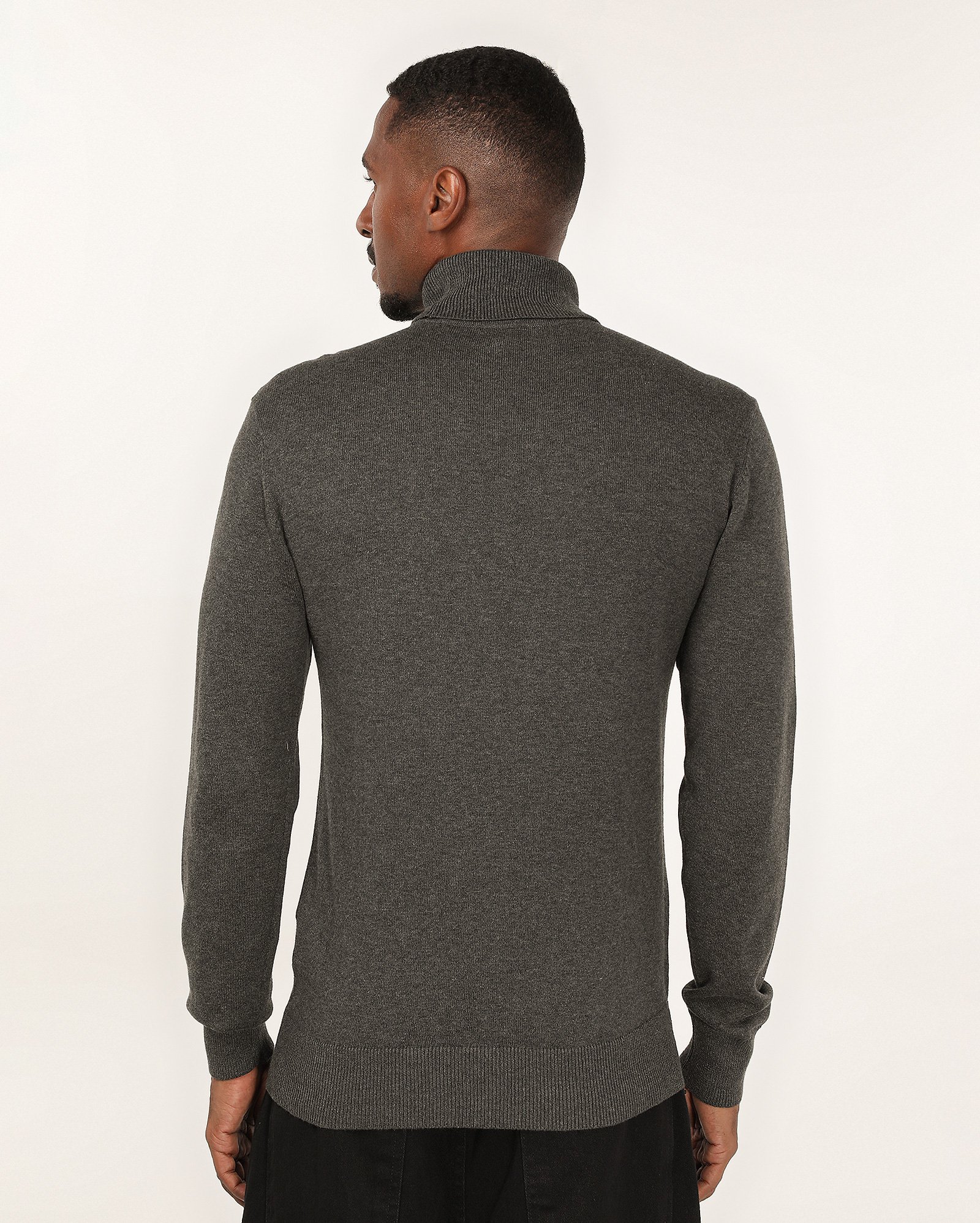 Blusa masculino de tricot gola alta - Cinza Mescla