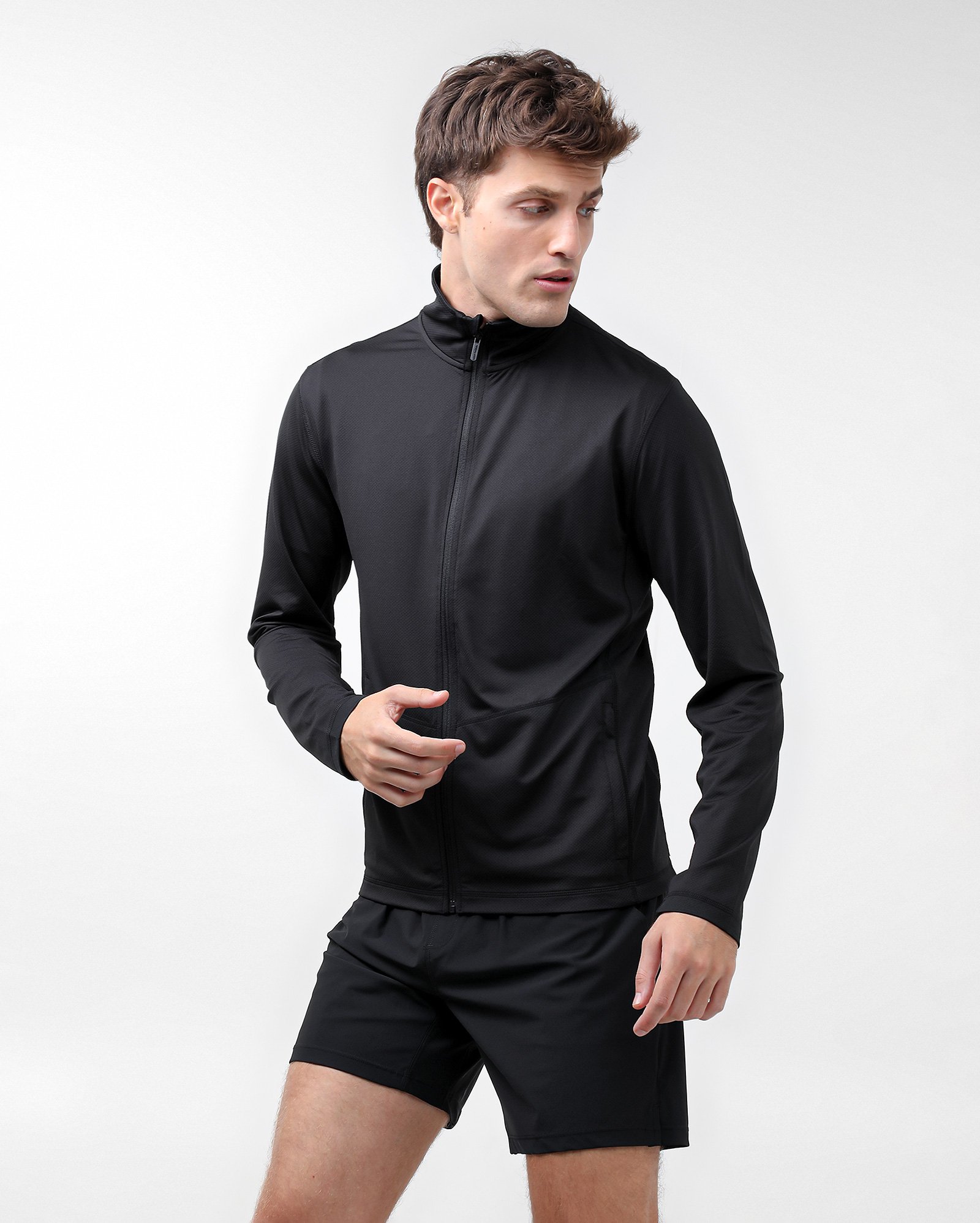 Jaqueta masculina de corrida gola alta - Preto | BodyWork by Riachuelo