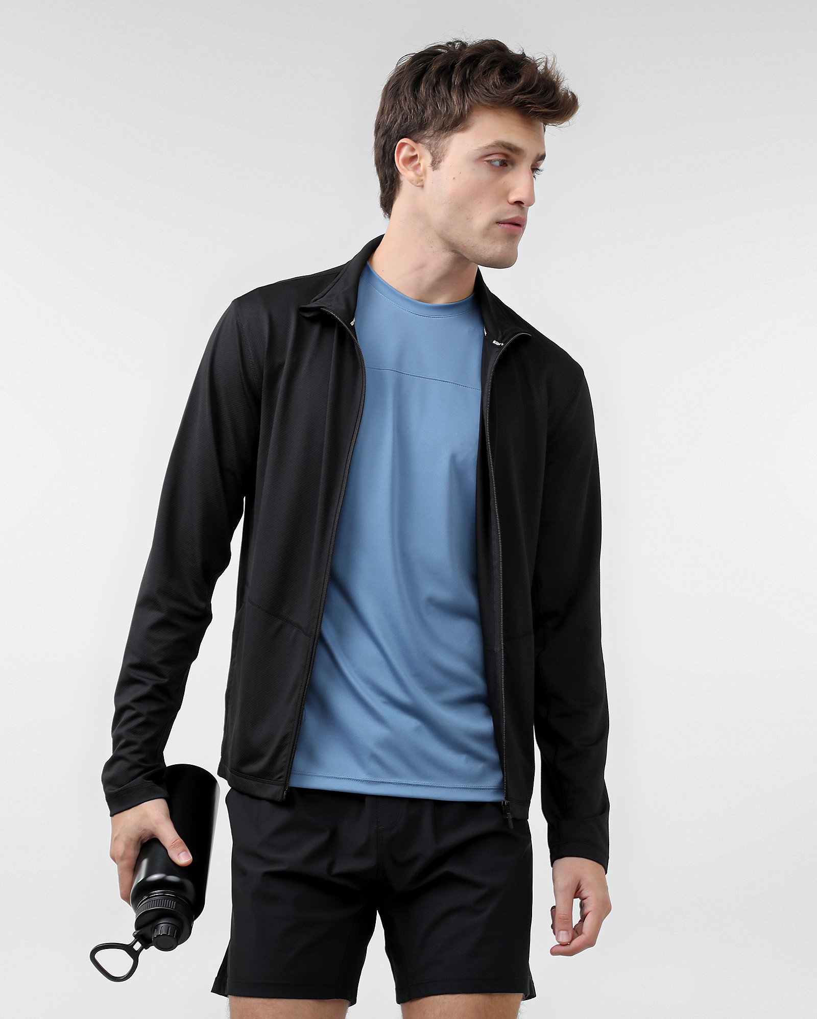 Jaqueta masculina de corrida gola alta - Preto | BodyWork by Riachuelo