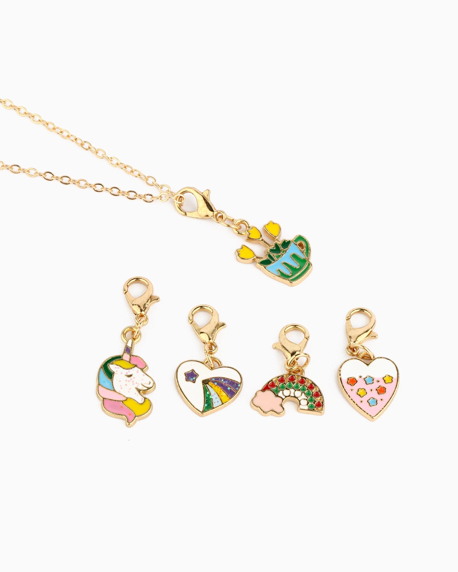 Colares Riachuelo Riachuelo | Colar infantil e 5 pingentes personalizados dourado
