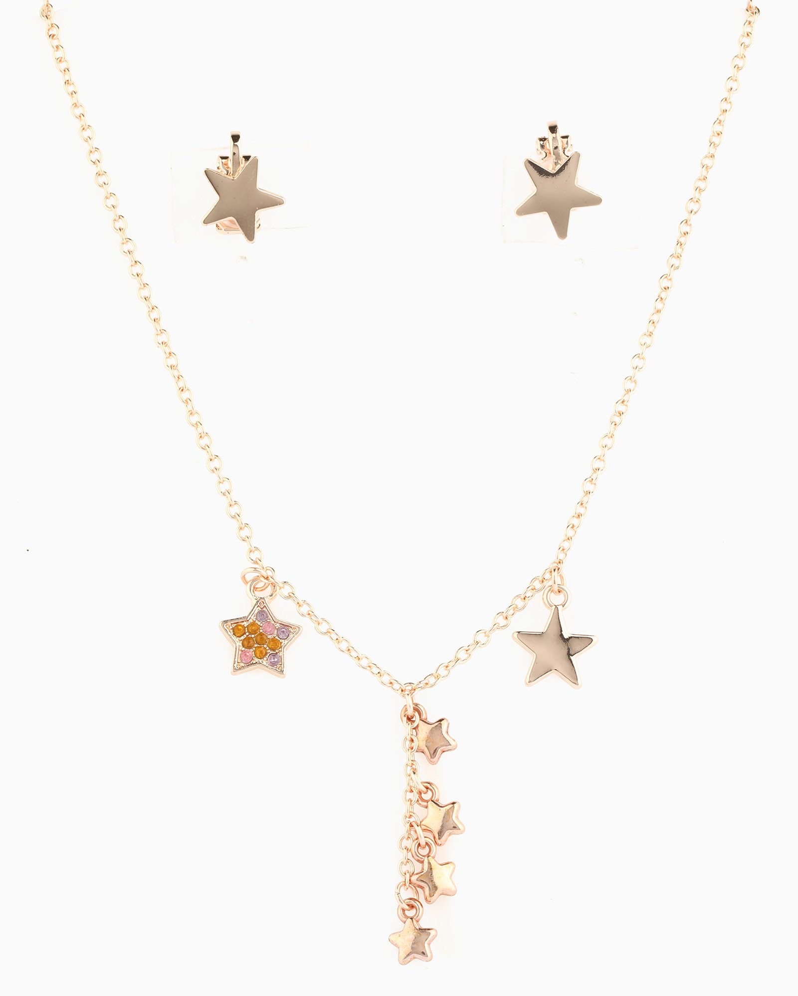 Kit colar e brinco infantil estrelas com pingente dourado | Accessori by Riachuelo