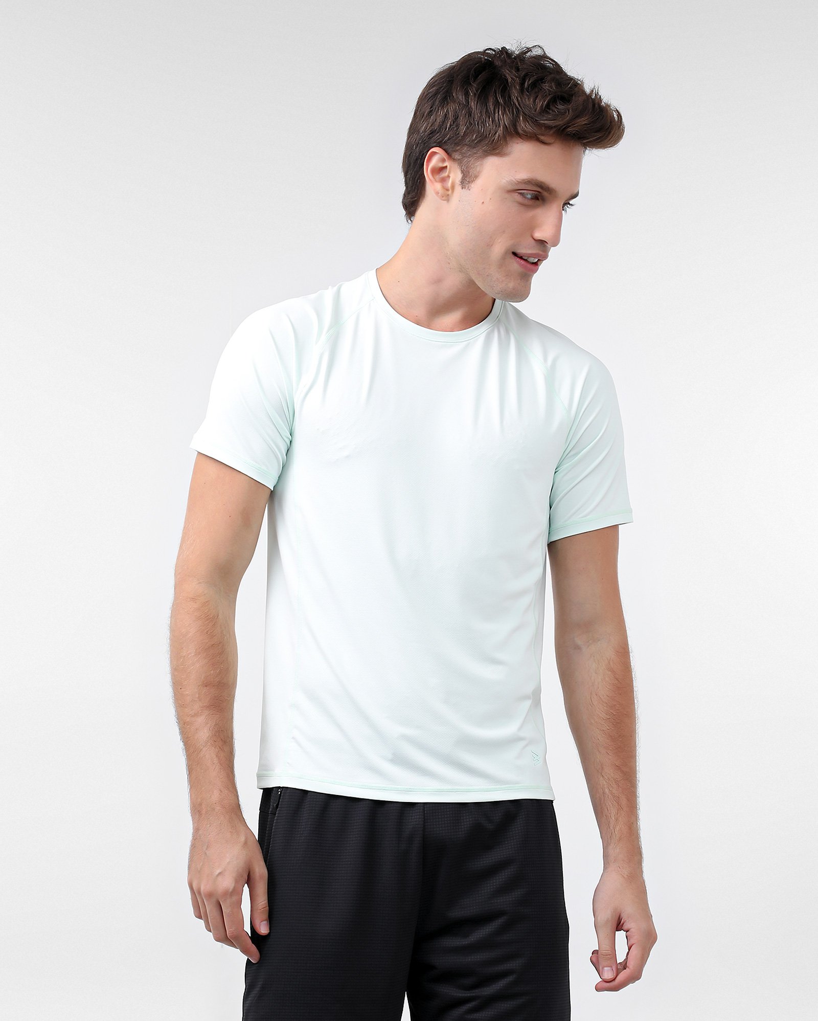 Camiseta masculina treino lisa raglan - Verde Água | Body Work