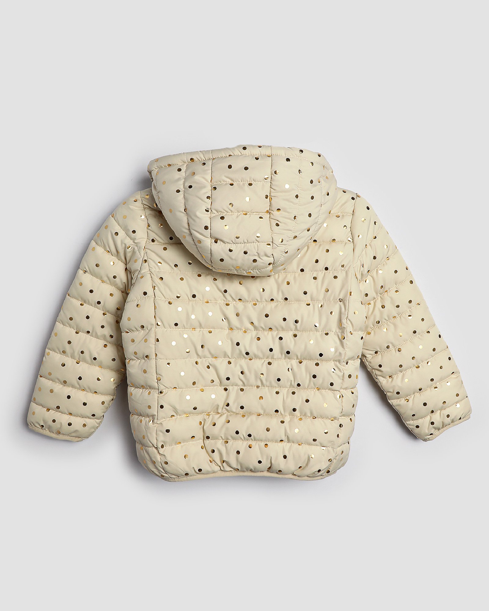 Jaqueta puffer infantil poá metalizados 4-10A bege | Pool Kids