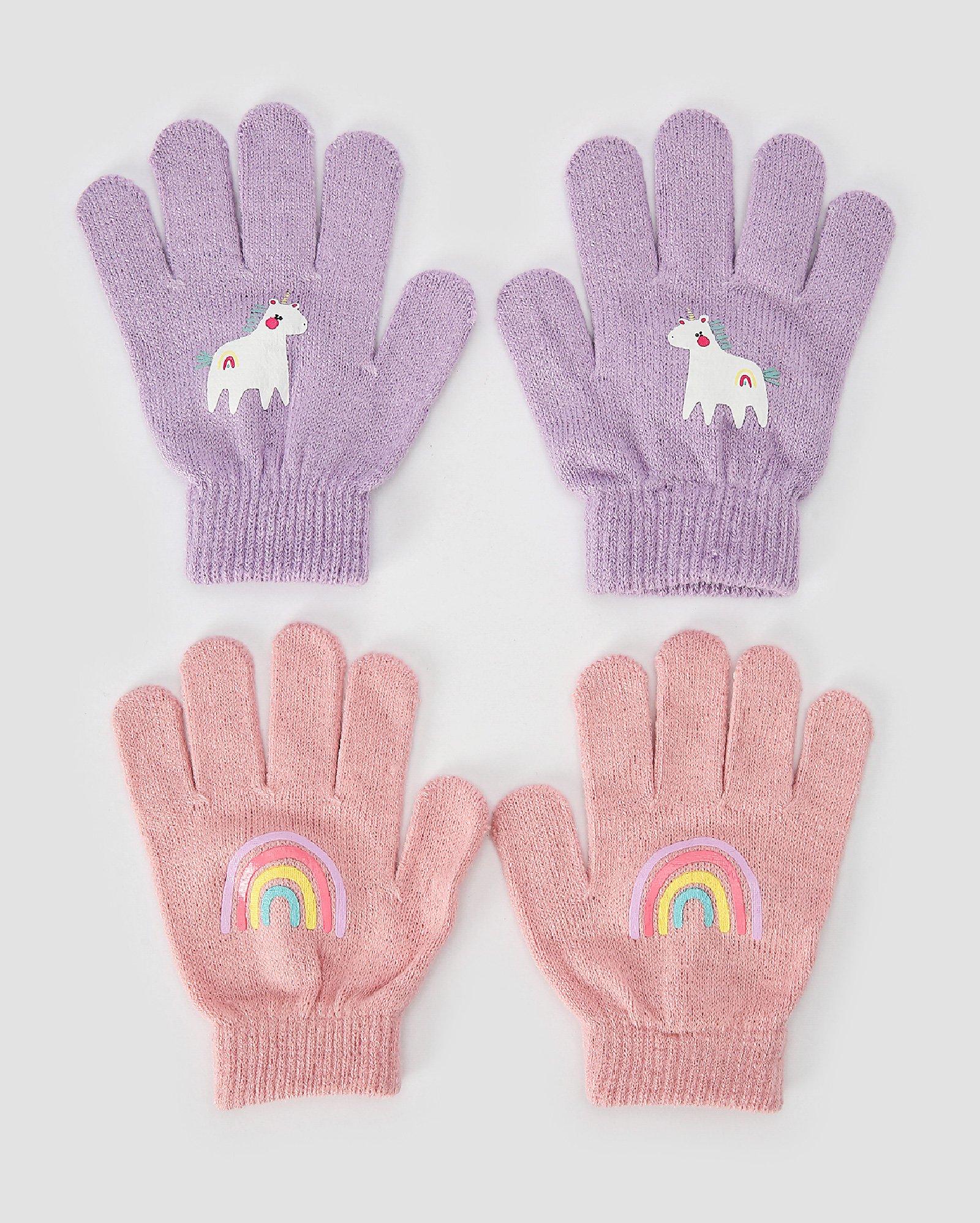 Kit luva infantil 2 pares de tricot estampadas multicor | Accessori by Riachuelo