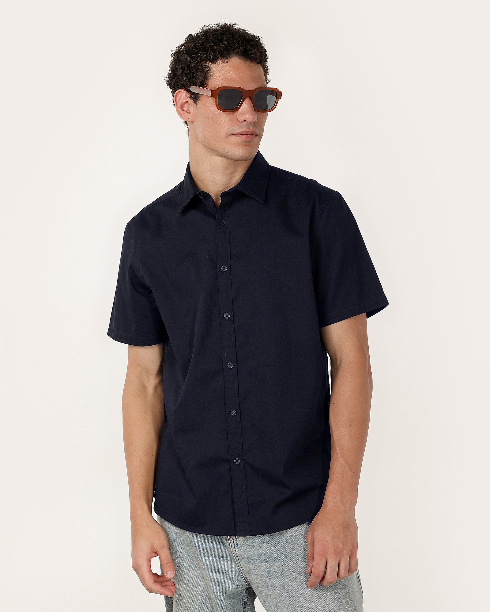 Camisa masculina regular manga curta lisa azul | Original by Riachuelo