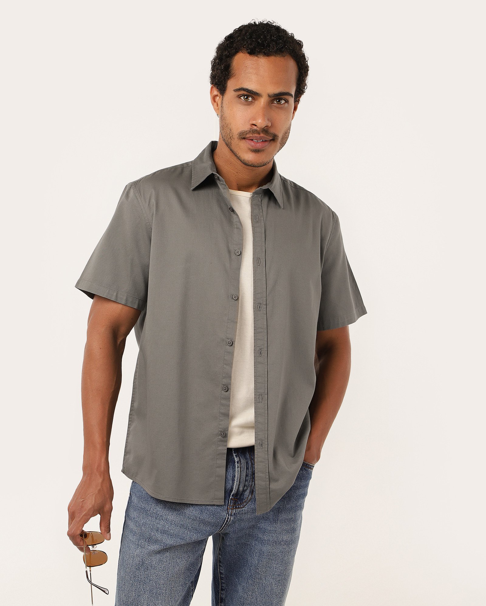 Camisa masculina regular manga curta lisa verde | Original by Riachuelo