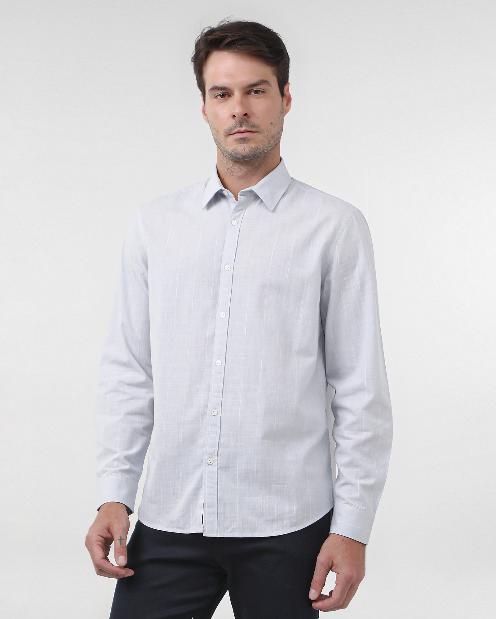Camisa social masculina regular com botão - Azul Claro | Original by Riachuelo