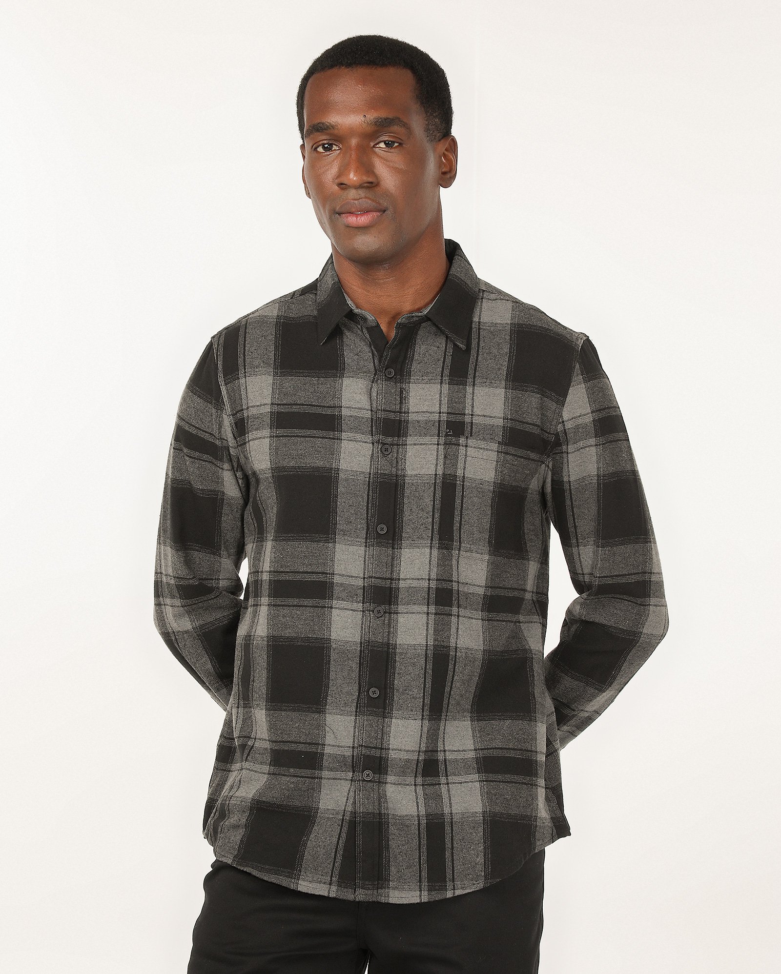 Camisa masculina regular xadrez manga longa cinza | Original by Riachuelo