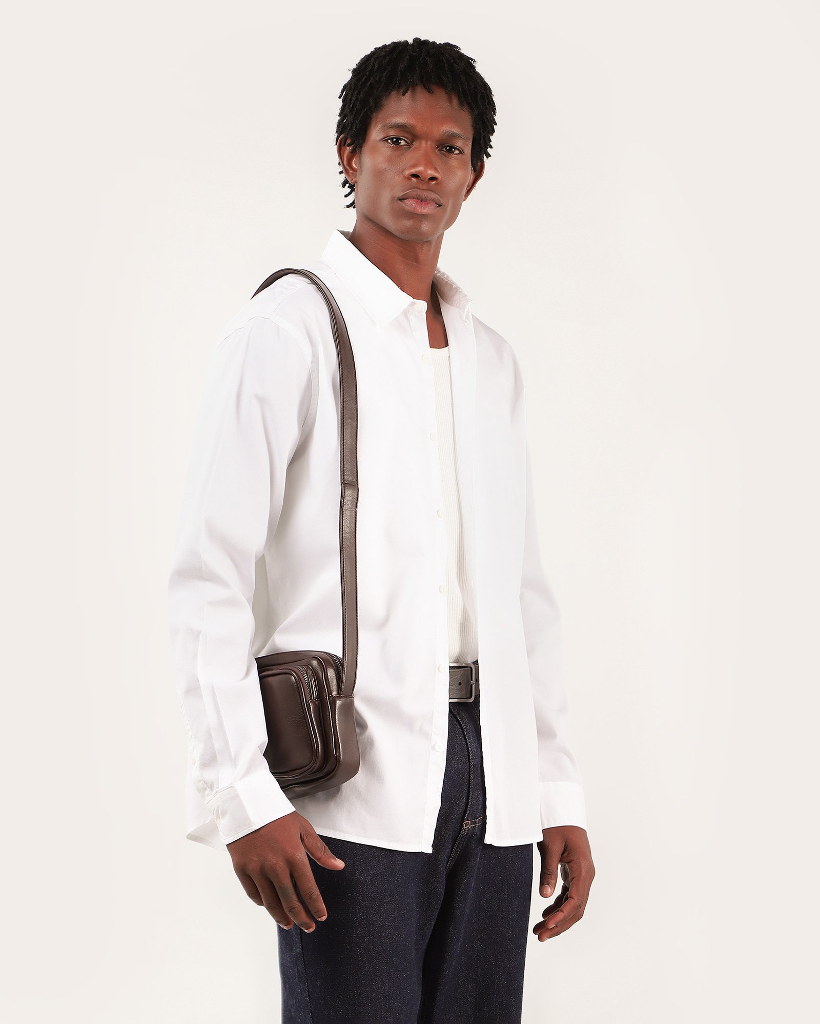 Camisa social masculina regular lisa - Branco