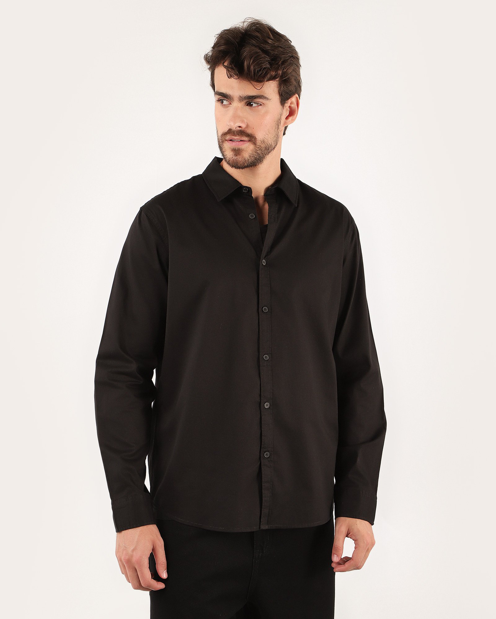 Camisa social masculina regular básica - Preto — foto 4