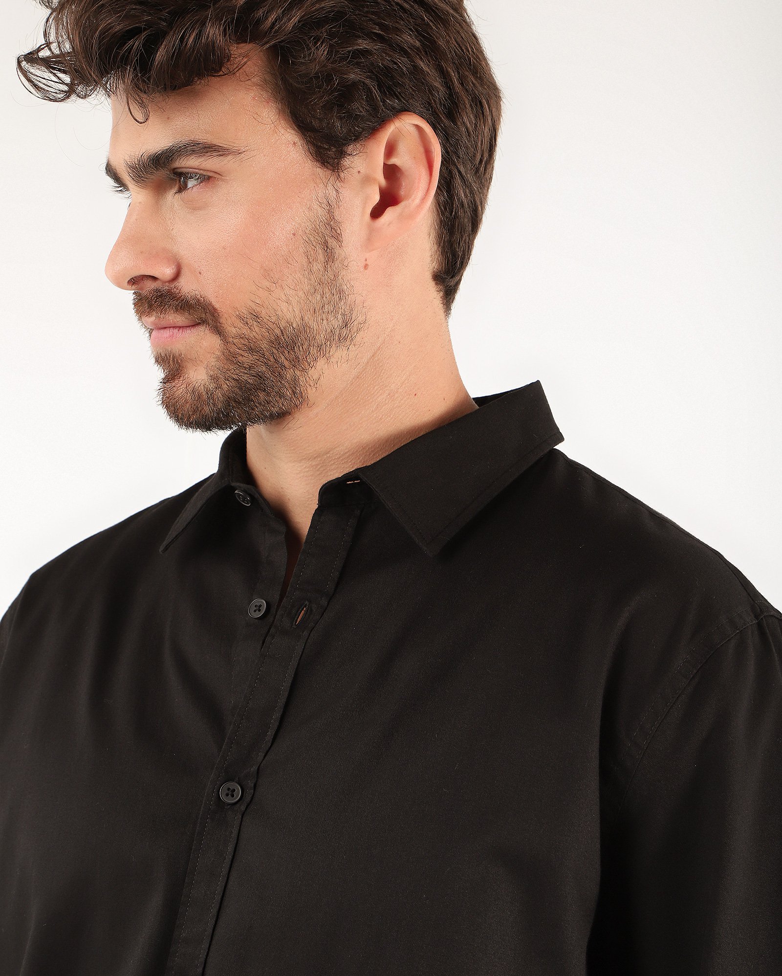 Camisa social masculina regular básica - Preto — foto 3