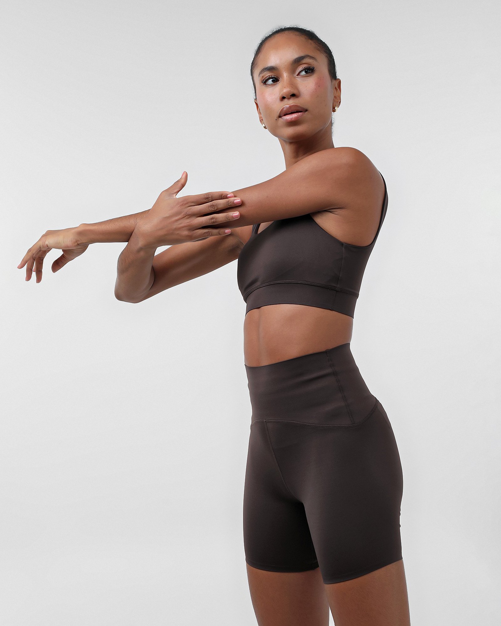 Bermuda feminina de poliamida cós Superfit - Marrom Escuro | BodyWork