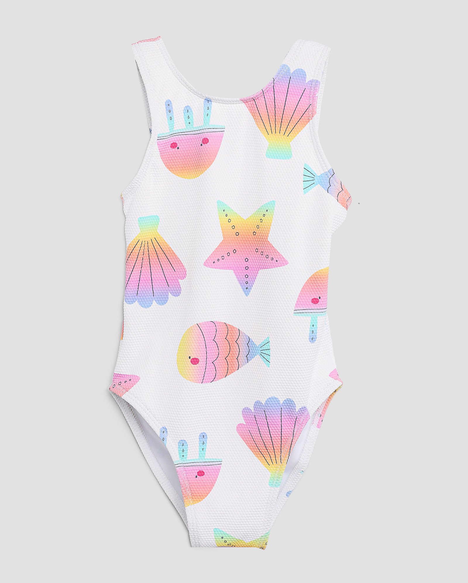 Maiô infantil fundo do mar texturizado com recorte 1-4A branco | Accessori by Riachuelo