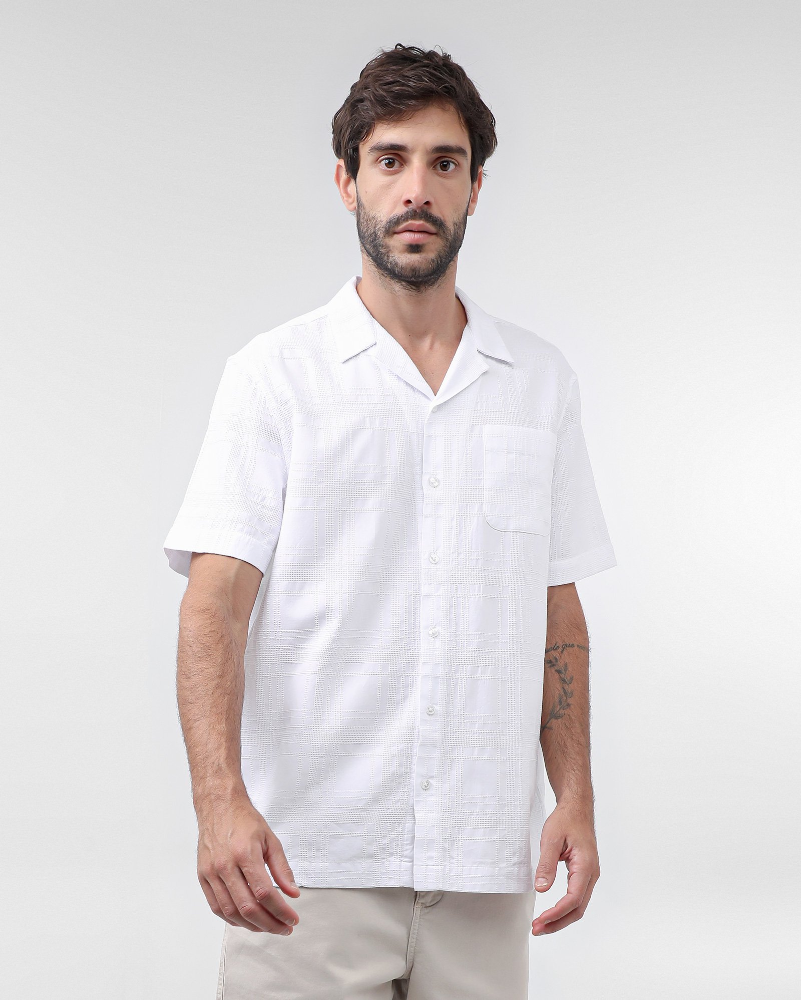 Camisa masculina regular manga curta xadrez - Branco | Original by Riachuelo