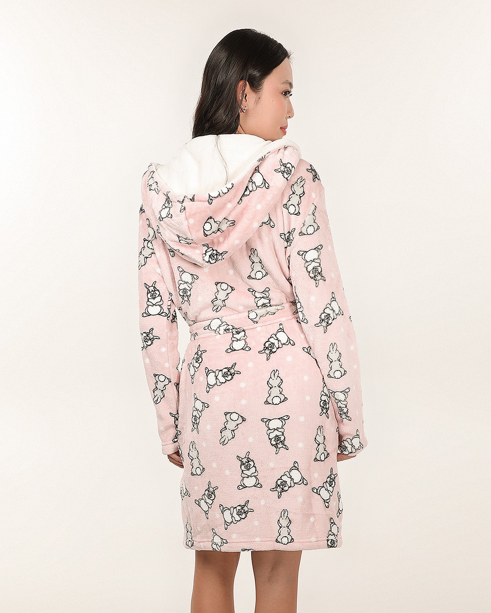 Robe feminino de fleece com amarração Tambor poá rosa | Disney