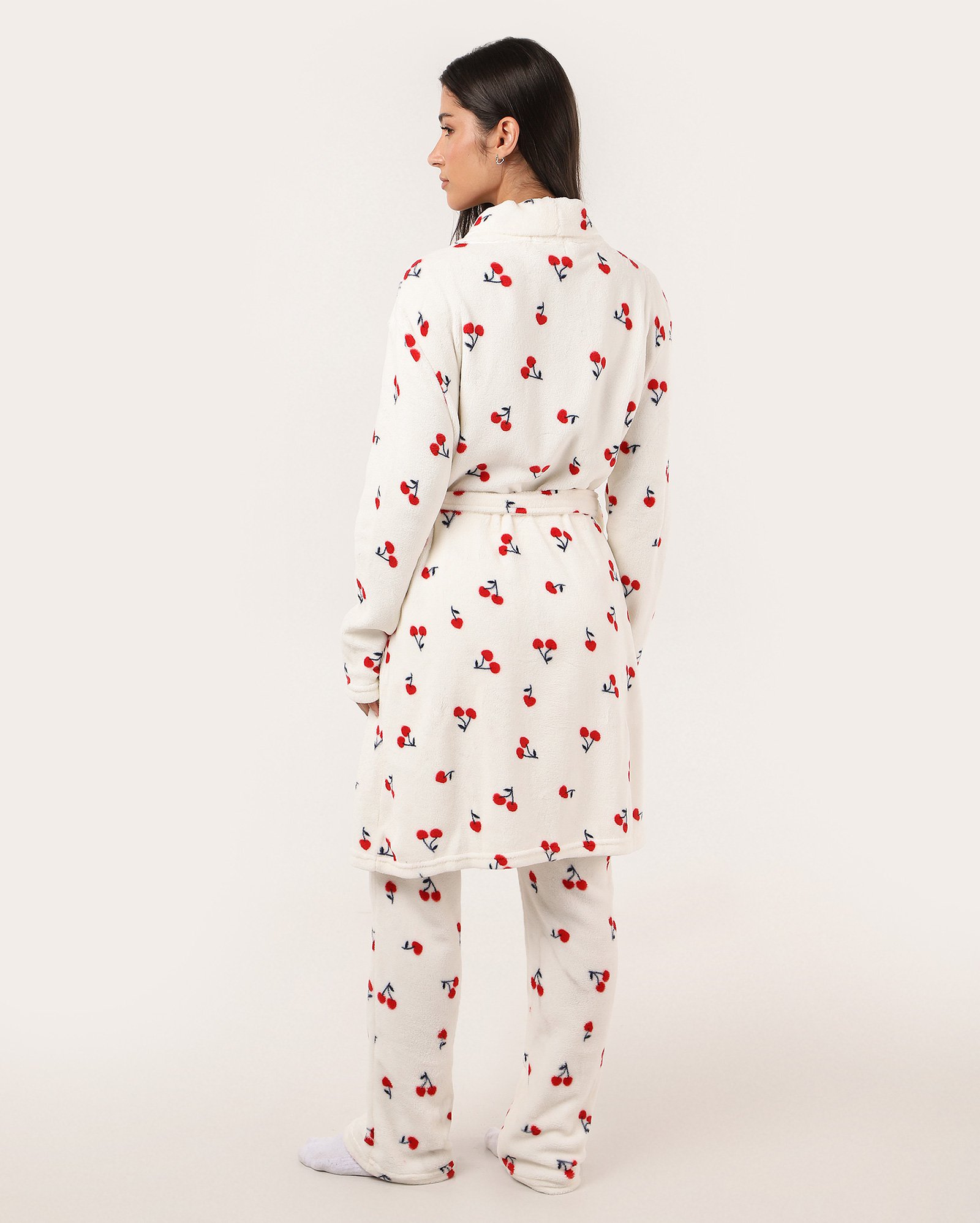 Robe feminino fleece estampa cerejas branco | Riachuelo