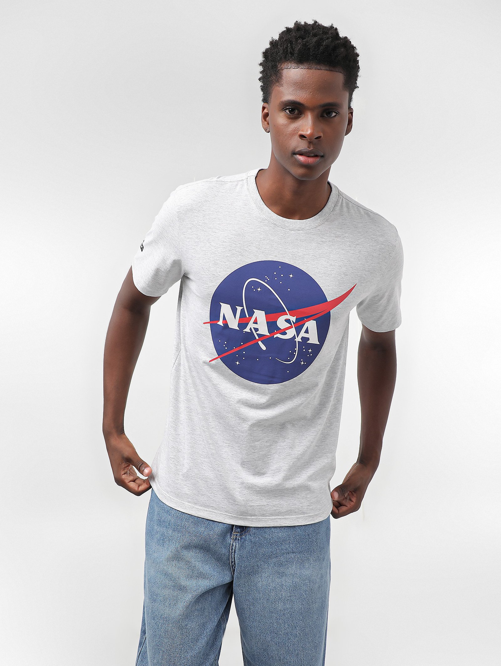 Camiseta masculina manga curta Nasa cinza | FANLAB